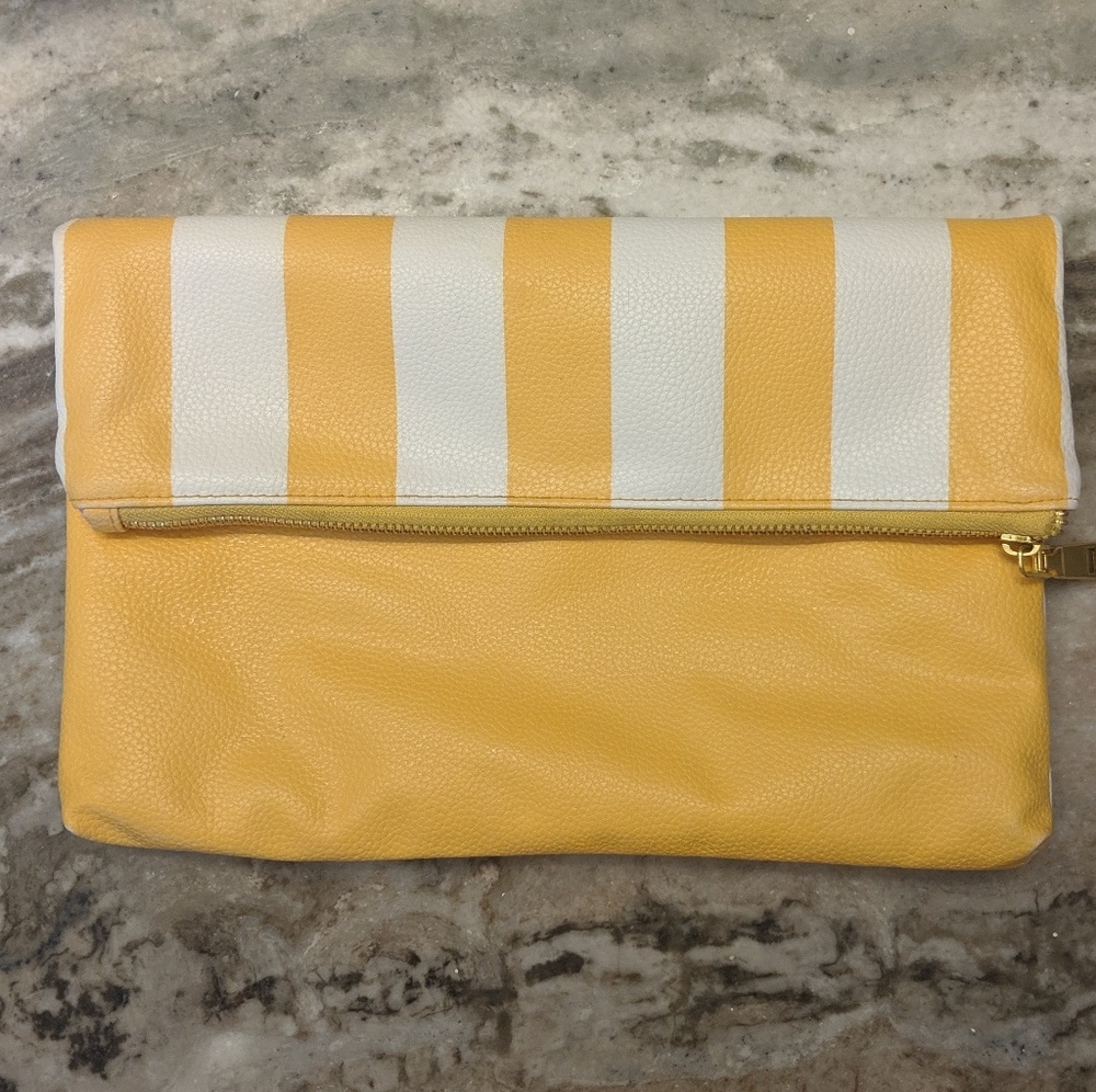 Studio DIY yellow Cabana stripe clutch.